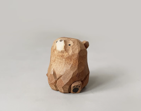 Hand-carved wood carving cute healing puppy golden retriever ornaments