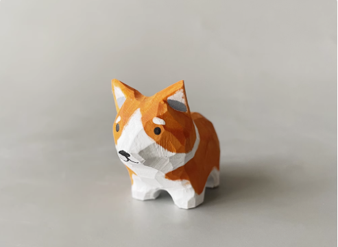 Hand-carved wood carving cute healing puppy golden retriever ornaments